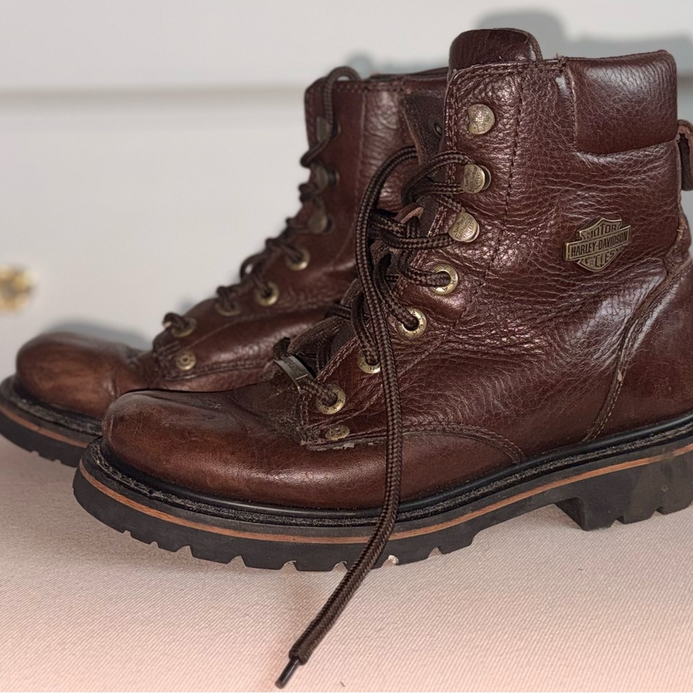 Vintage Harley-Davidson Womens Brown Leather Riding Boots